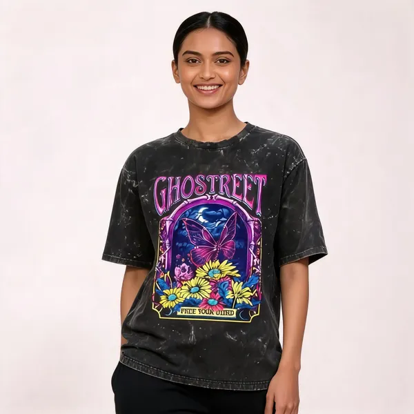 Black_Cotton_Oversized_Acid_Wash_Psychedelic_Butterfly_T-Shirt_For_Unisex