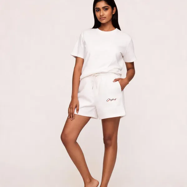 White_French_Terry_Relaxed_Fit_Heavyweight_Shorts_For_Unisex