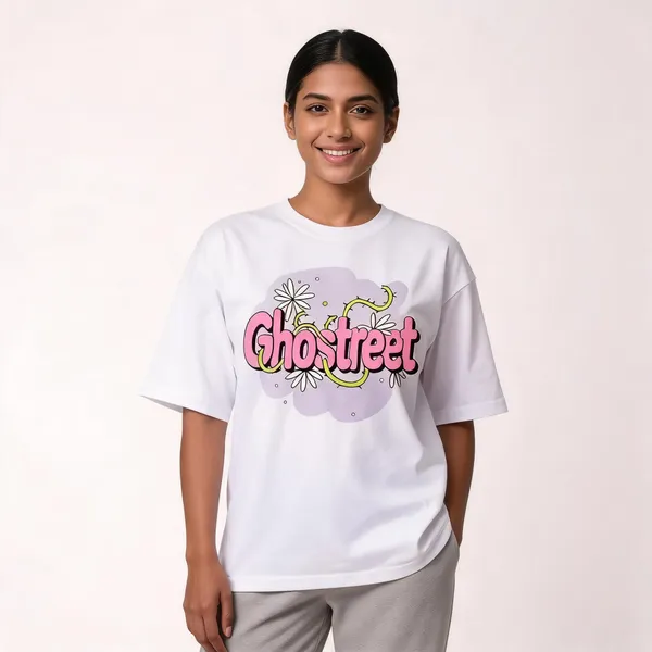 White_Cotton_Oversized_Y2K_Floral_Bubble_T-Shirt_For_Unisex