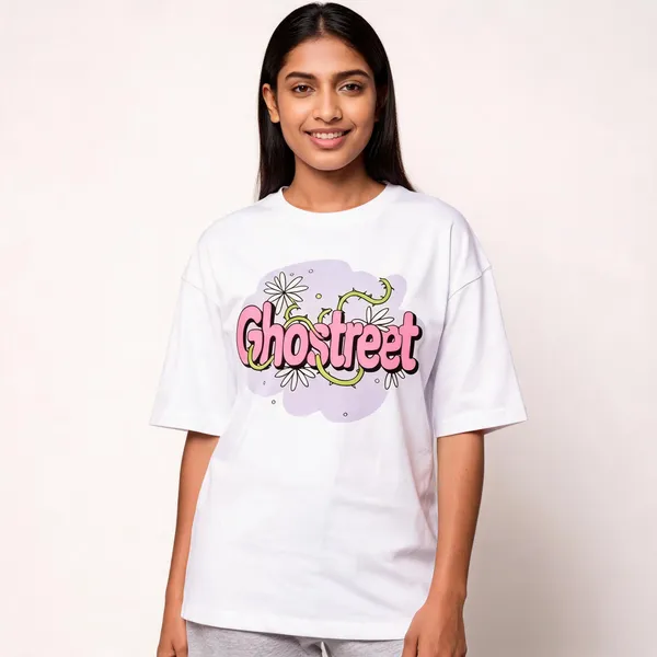 White_Cotton_Oversized_Y2K_Floral_Bubble_T-Shirt_For_Unisex