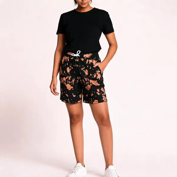 Brown_Black_Cotton_Tie-Dye_Relaxed_Fit_Shorts_For_Unisex