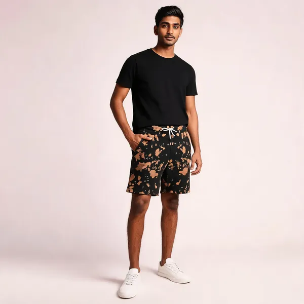 Brown_Black_Cotton_Tie-Dye_Relaxed_Fit_Shorts_For_Unisex