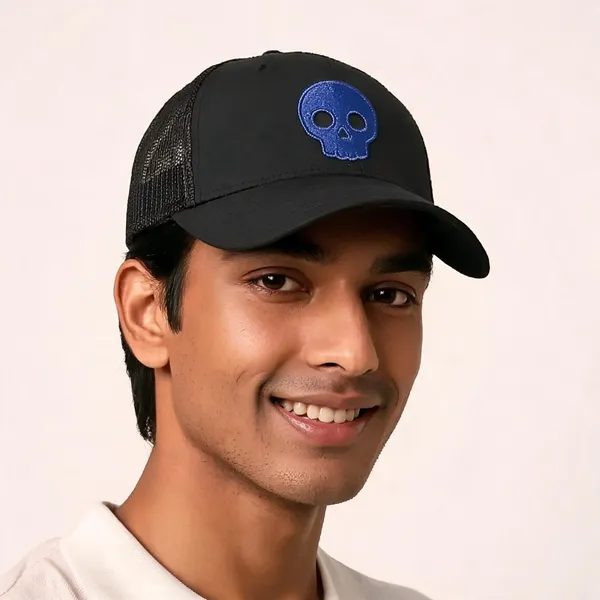 Black_Cotton_6-Panel_Mesh_Snapback_Cap_For_Unisex