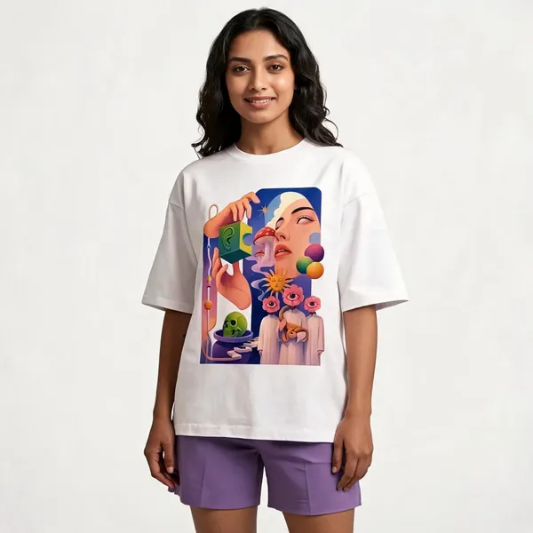 White_Cotton_Oversized_Trippy_Surrealist_Drop_Shoulder_T-Shirt_For_Unisex
