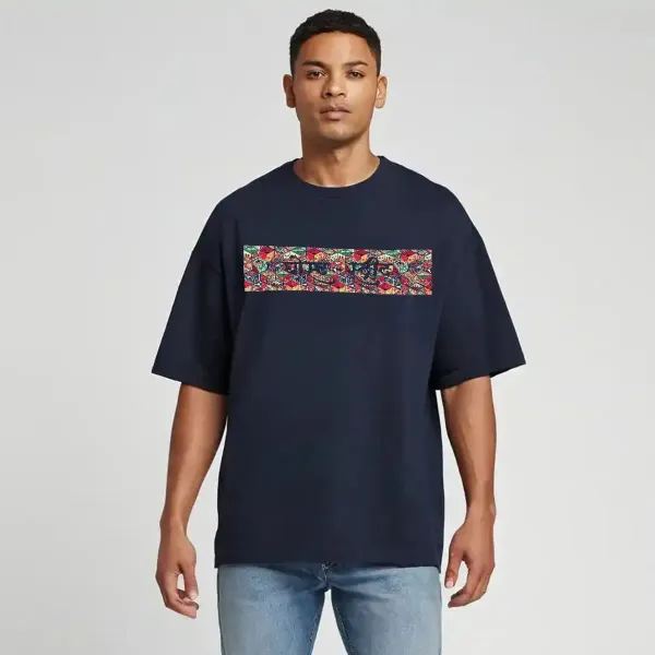 Navy_Blue_Cotton_Oversized_Drop_Shoulder_T-Shirt_For_Unisex