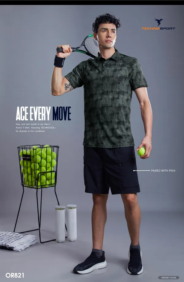 TechnoSport_Smoky_Olive_Active_Polo_T-Shirt_for_Men