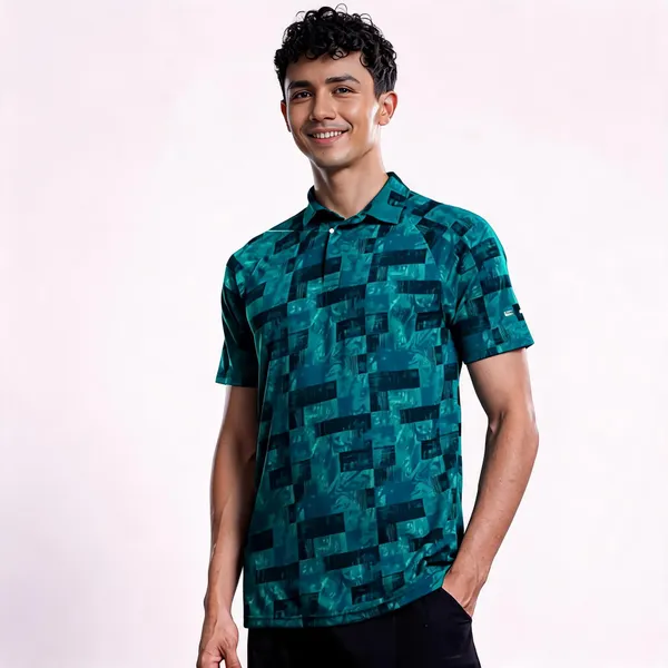 Teal_Polyester_Stretch_Printed_Polo_T-Shirt_For_Men