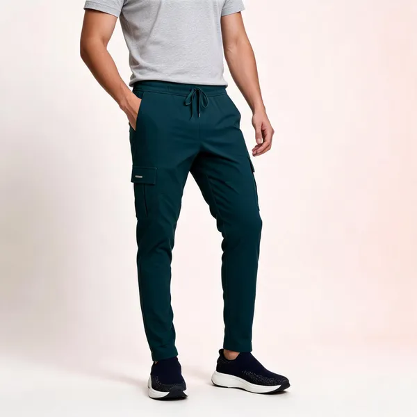 Teal_Polyester_Slim_Fit_Cargo_Joggers_For_Men