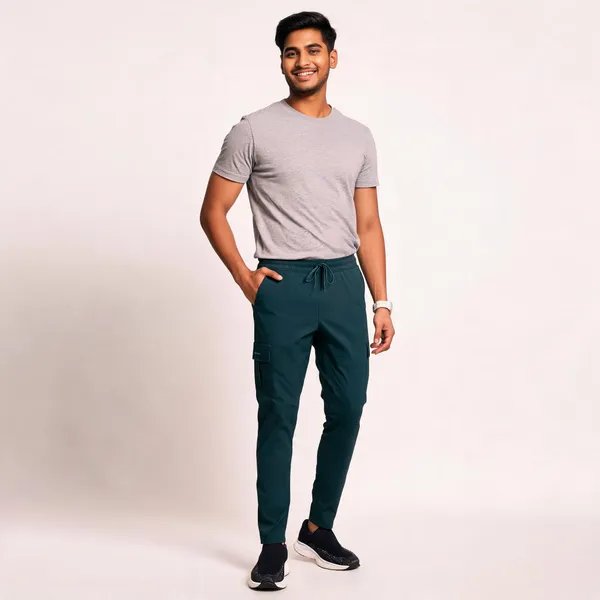 Teal_Polyester_Slim_Fit_Cargo_Joggers_For_Men