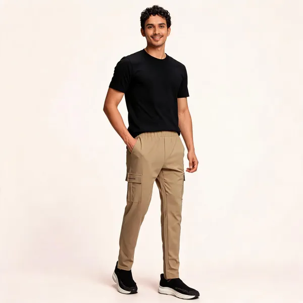 Khaki_Polyester_Tapered_Cargo_Trackpants_For_Men