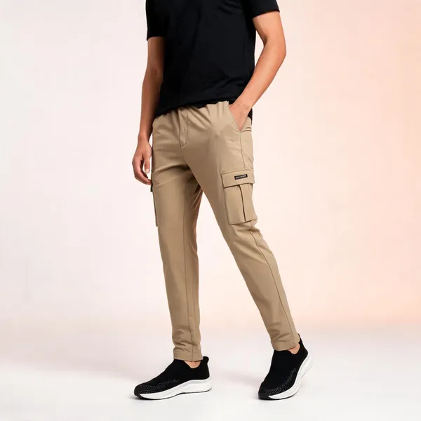 Khaki_Polyester_Tapered_Cargo_Trackpants_For_Men