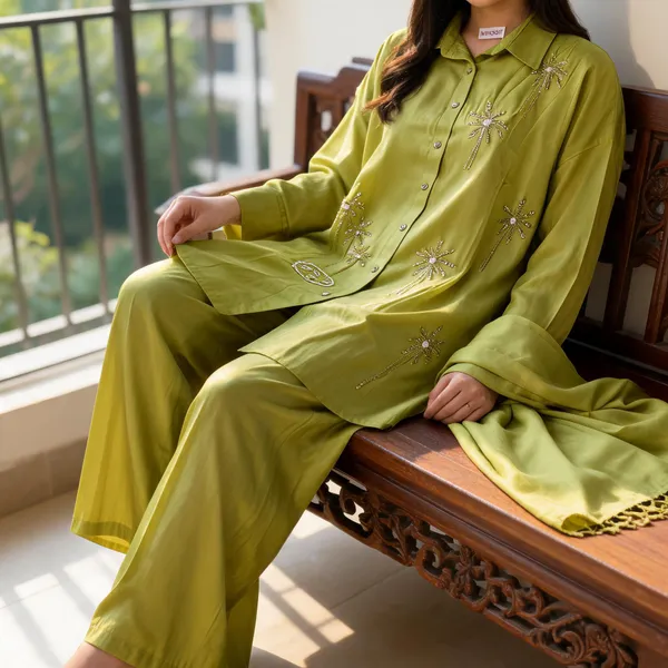 Green_Satin_Straight_Fit_Embroidered_Kurta_Set_For_Women