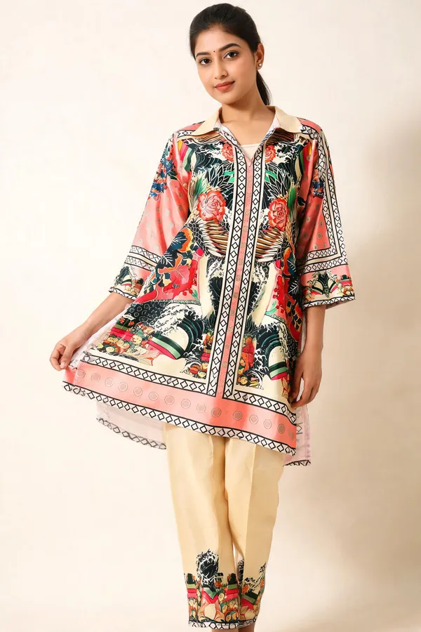 Multicolour_Floral_Print_Relaxed_Kurta_Set_For_Women