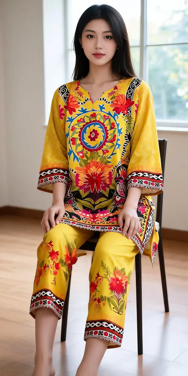 Yellow_Floral_Print_Straight_Kurta_Set_For_Women