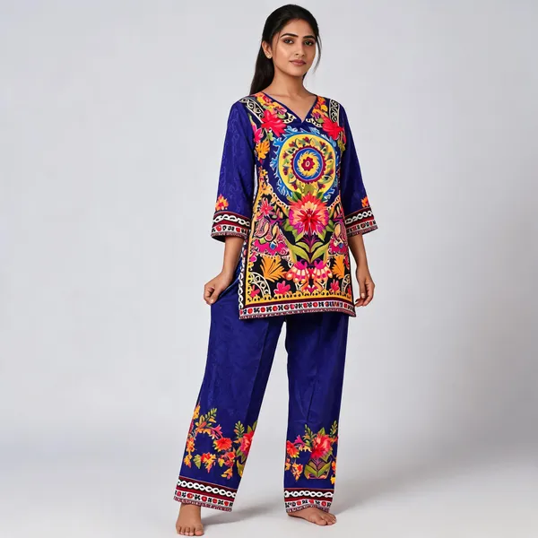 Navy_Printed_Straight_Cut_Kurta_Pajama_Set_For_Men