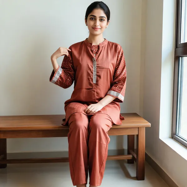 Rust_Straight_Kurta_Set_For_Women