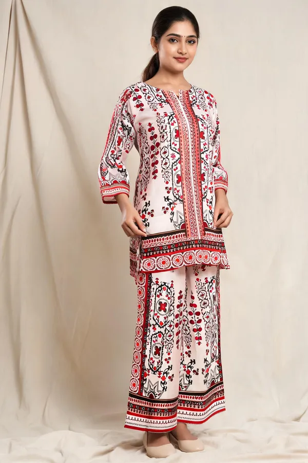 Pink_Floral_Geometric_Print_Straight_Kurta_Set_For_Women