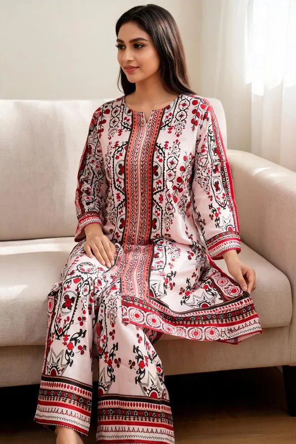 Pink_Floral_Geometric_Print_Straight_Kurta_Set_For_Women