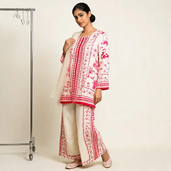 Cream_Floral_Print_Straight_Kurta_Set_For_Women
