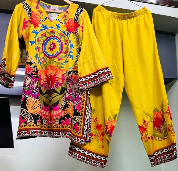 Yellow_Printed_Straight_Kurta_Pant_Set_For_Women