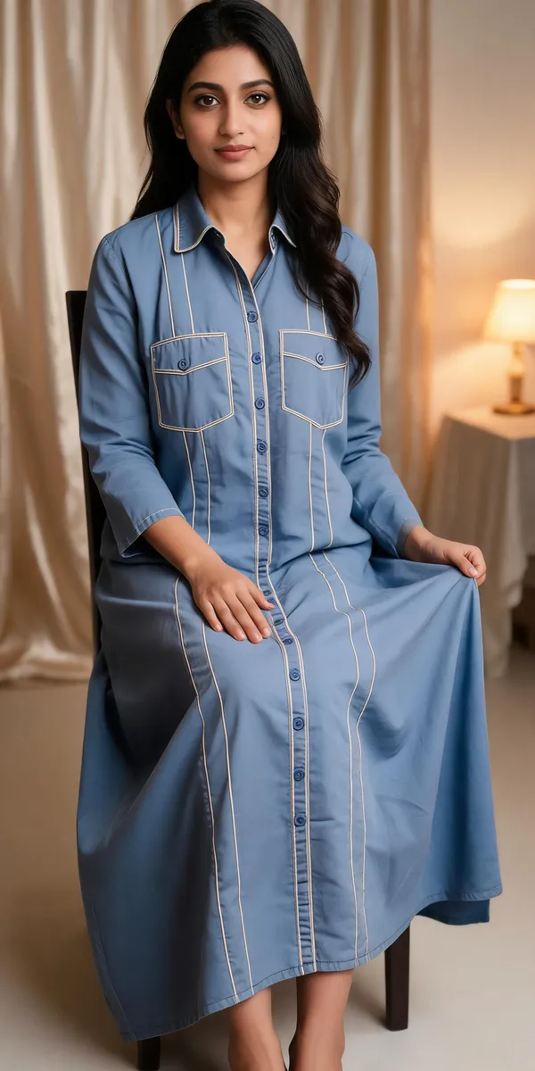 Blue_Satin_Piped_Shirt_Dress_For_Women