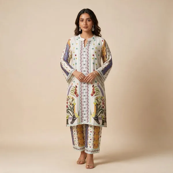 Multicolour_Floral_Print_Relaxed_Kurta_Set_For_Women