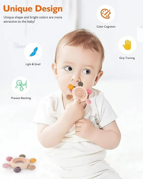 Multicolour_Silicone_Wooden_Baby_Teething_Rattle_For_Infants_-_Pack_of_2