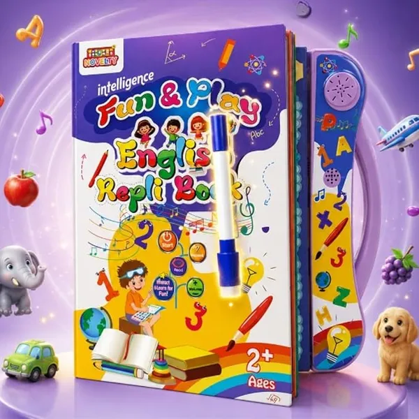 NHR_Fun_&_Play_English_Talking_Sound_Book_for_Kids_Ages_2+_with_Pen,_Interactive_Educational_E-Book_with_Music,_Voice_Recording,_Numbers,_Alphabets_&_Shapes_Toy_Gift_for_Toddler_Boys_Girls