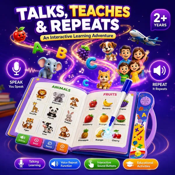 NHR_Fun_&_Play_English_Talking_Sound_Book_for_Kids_Ages_2+_with_Pen,_Interactive_Educational_E-Book_with_Music,_Voice_Recording,_Numbers,_Alphabets_&_Shapes_Toy_Gift_for_Toddler_Boys_Girls
