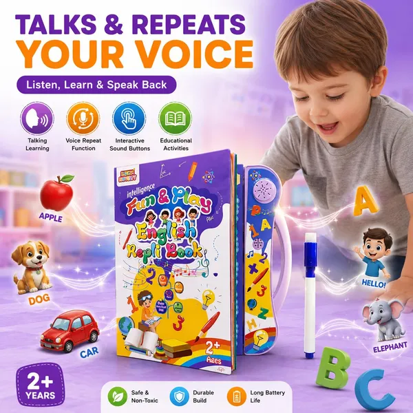 NHR_Fun_&_Play_English_Talking_Sound_Book_for_Kids_Ages_2+_with_Pen,_Interactive_Educational_E-Book_with_Music,_Voice_Recording,_Numbers,_Alphabets_&_Shapes_Toy_Gift_for_Toddler_Boys_Girls