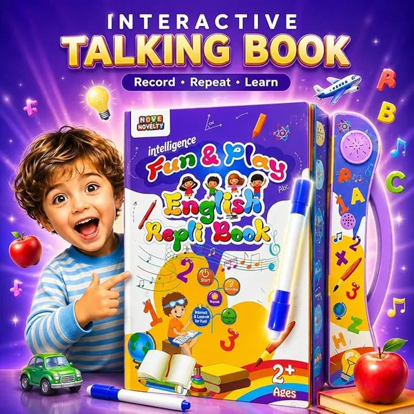 NHR_Fun_&_Play_English_Talking_Sound_Book_for_Kids_Ages_2+_with_Pen,_Interactive_Educational_E-Book_with_Music,_Voice_Recording,_Numbers,_Alphabets_&_Shapes_Toy_Gift_for_Toddler_Boys_Girls