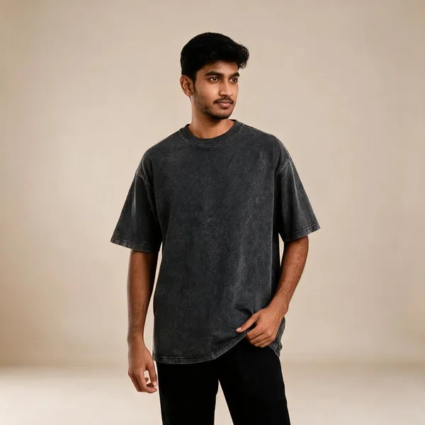 Black_Acid_Wash_Cotton_Oversized_Graphic_T-Shirt_For_Men