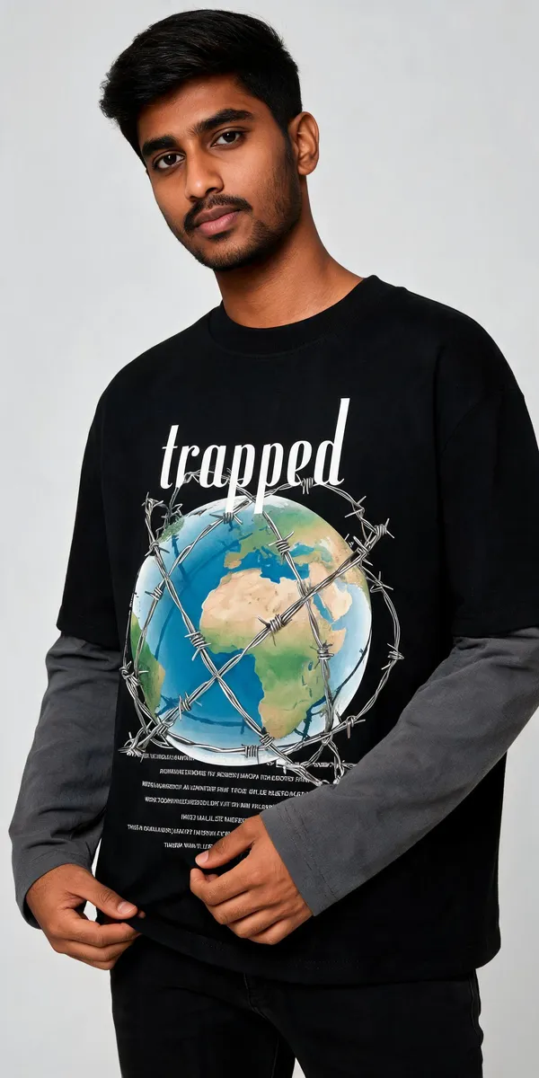 Black_&_Grey_Cotton_Layered_Graphic_Oversized_Tee_For_Men