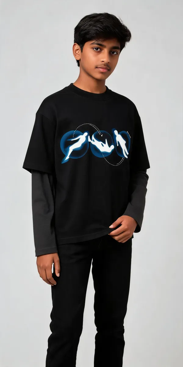 Black_&_Grey_Cotton_Layered_Graphic_T-Shirt_For_Men