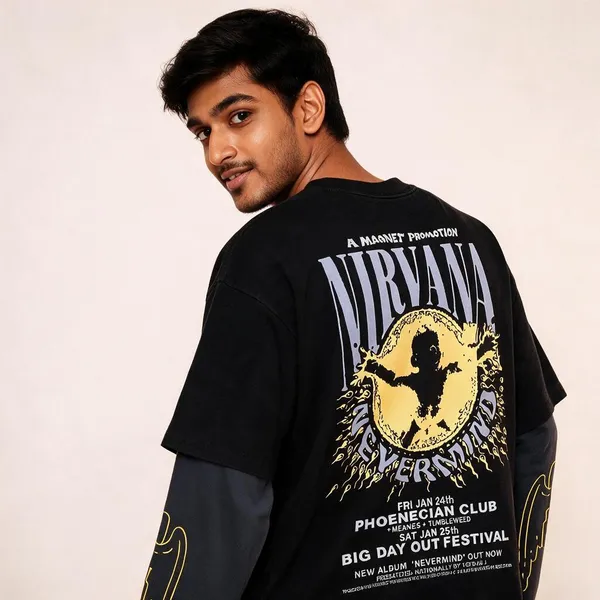 Black_&_Grey_Cotton_Layered_Graphic_T-Shirt_For_Men