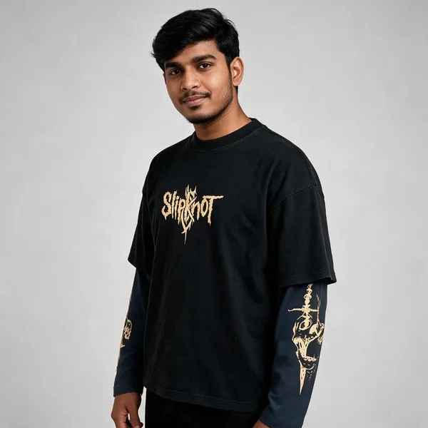 Black_Cotton_Relaxed_Layered_Sleeve_Graphic_T-Shirt_For_Men