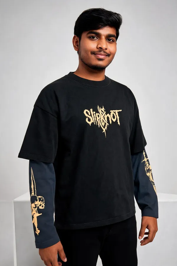 Black_Cotton_Relaxed_Layered_Sleeve_Graphic_T-Shirt_For_Men