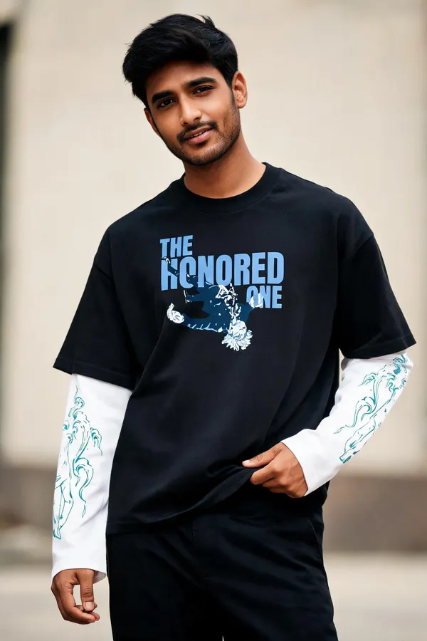 Black_&_White_Cotton_Layered_Graphic_T-Shirt_For_Men