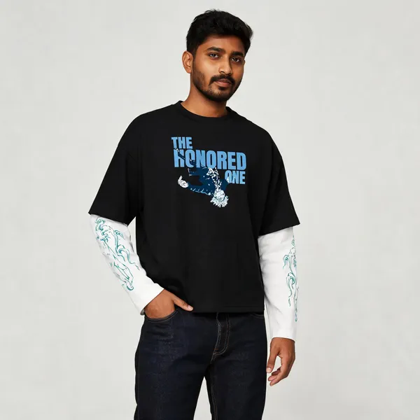 Black_&_White_Cotton_Layered_Graphic_T-Shirt_For_Men