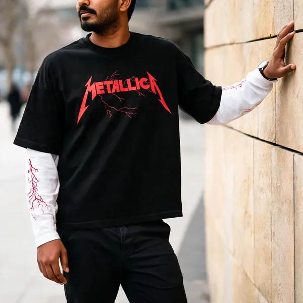 Black_&_White_Cotton_Layered_Graphic_T-Shirt_For_Men