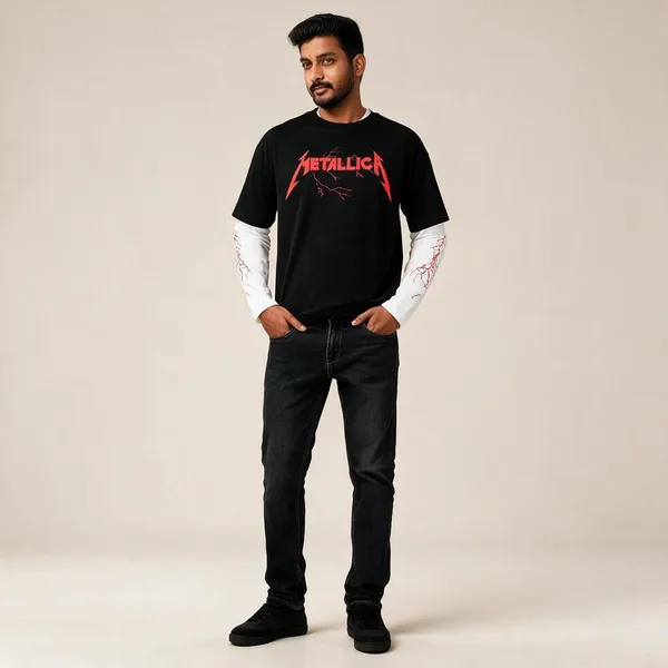 Black_&_White_Cotton_Layered_Graphic_T-Shirt_For_Men