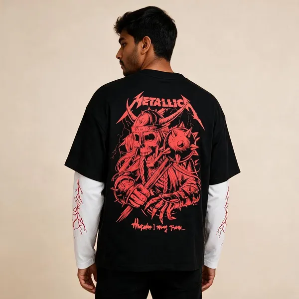 Black_&_White_Cotton_Layered_Graphic_T-Shirt_For_Men