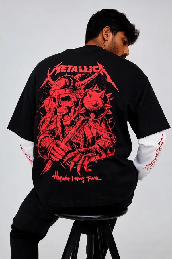 Black_&_White_Cotton_Layered_Graphic_T-Shirt_For_Men