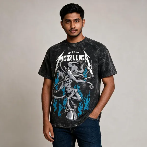 Black_Acid_Wash_Cotton_Metallica_Graphic_T-Shirt_For_Men