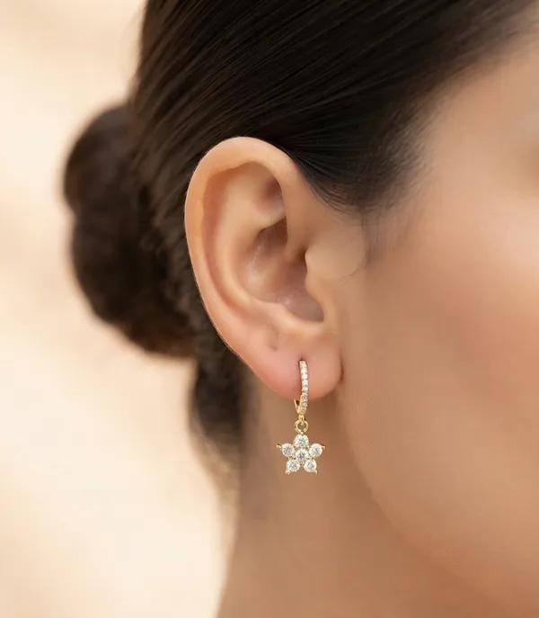 Lucille_Flower_Drop_Huggy_Earrings