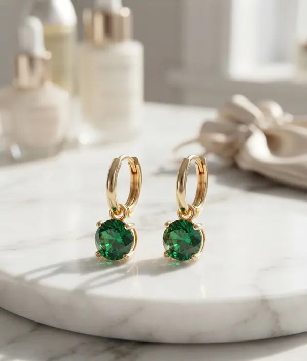 Beryl_Green_drop_Huggy_Earrings
