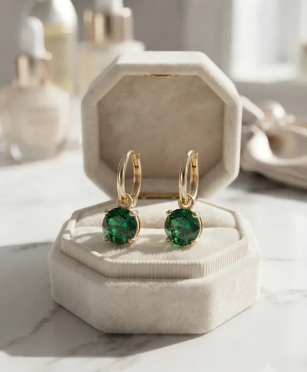 Beryl_Green_drop_Huggy_Earrings
