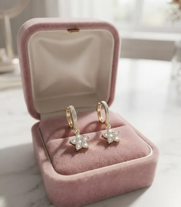 Lucille_Flower_Drop_Huggy_Earrings