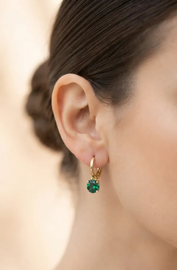 Beryl_Green_drop_Huggy_Earrings