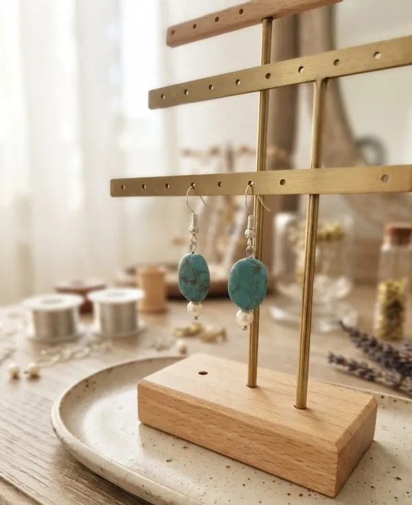 Handmade_turquoise_and_pearl_Earrings